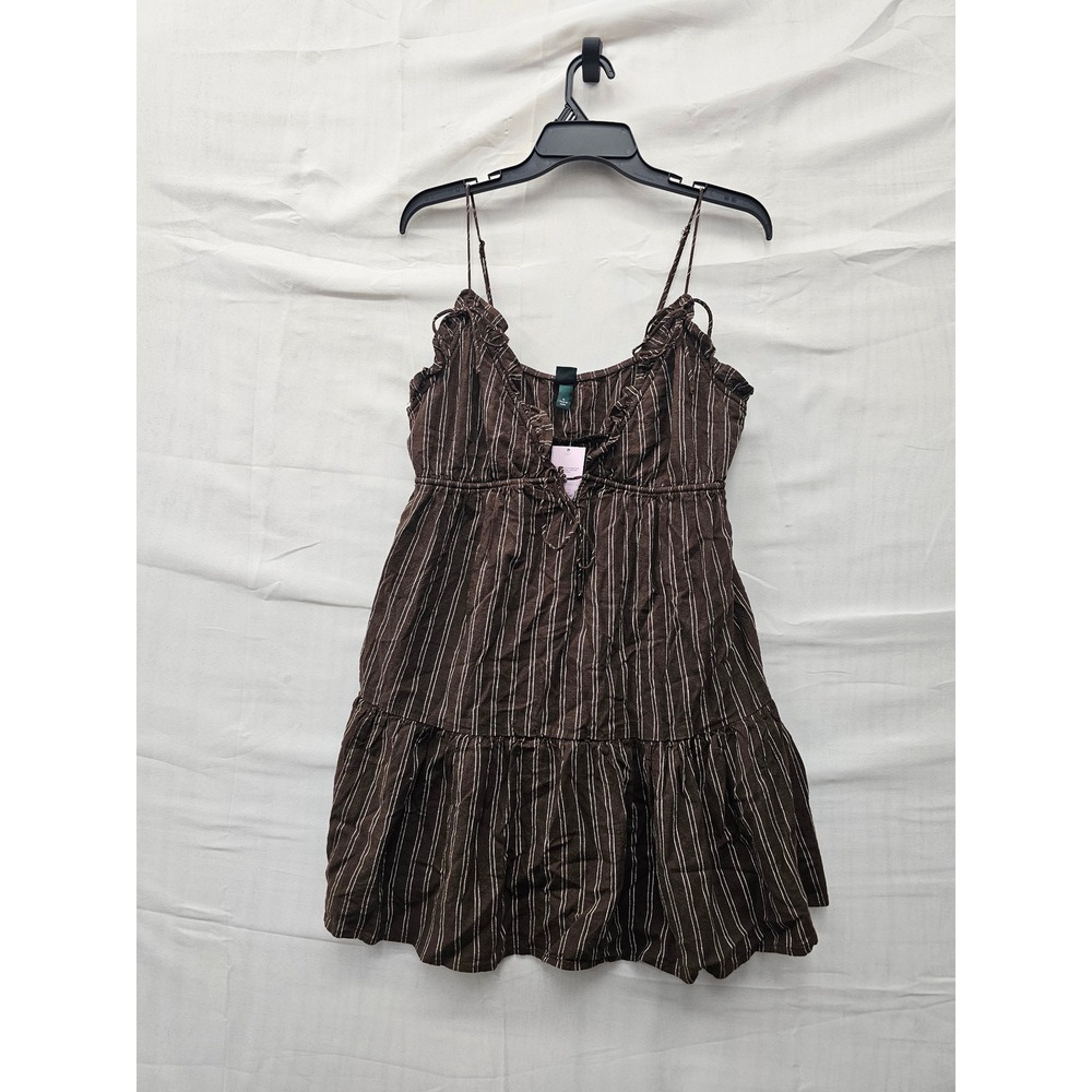 Wild Fable Womens Striped Sleeveless Dress Brown Rayon Blend Casual Size Medium